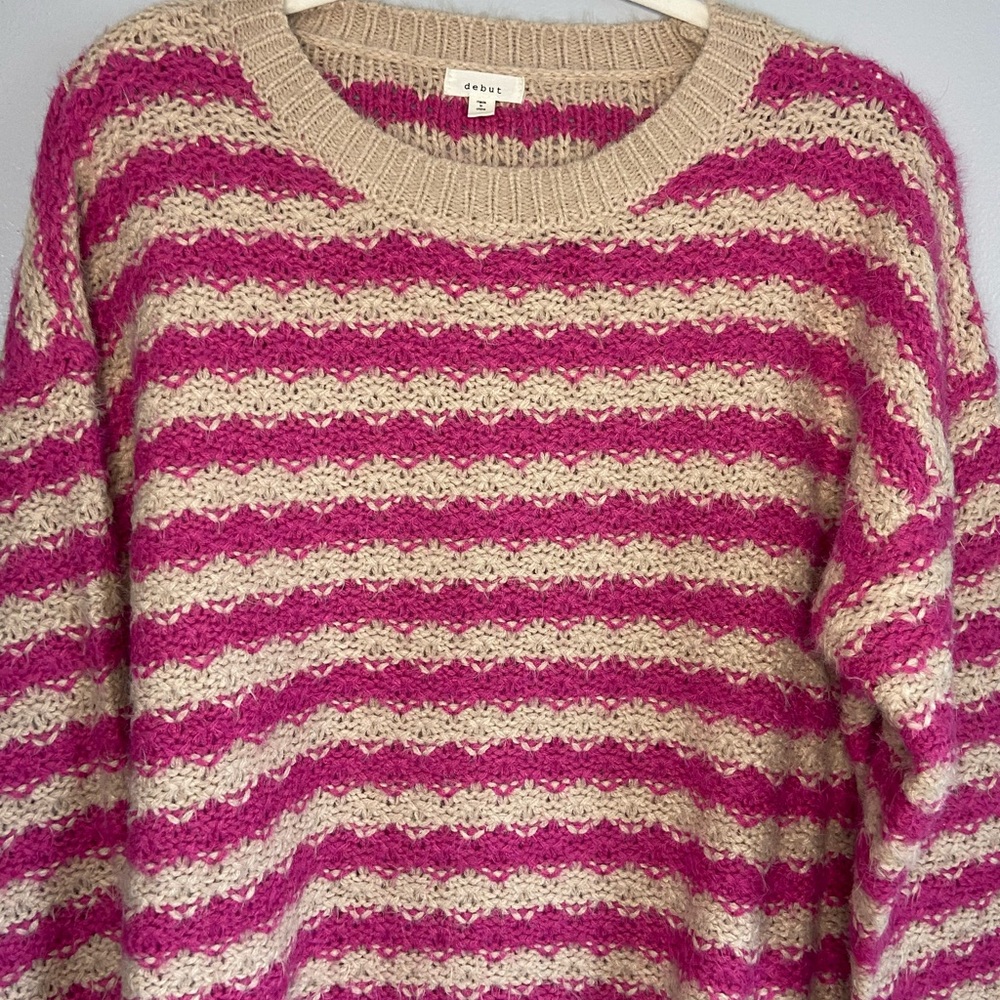 Debut Pink and Cream Striped Sweater